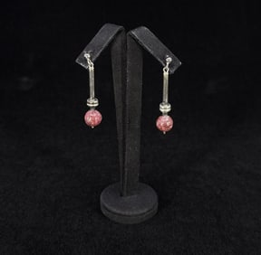Sterling Silver Rhodonite Ball Earrings