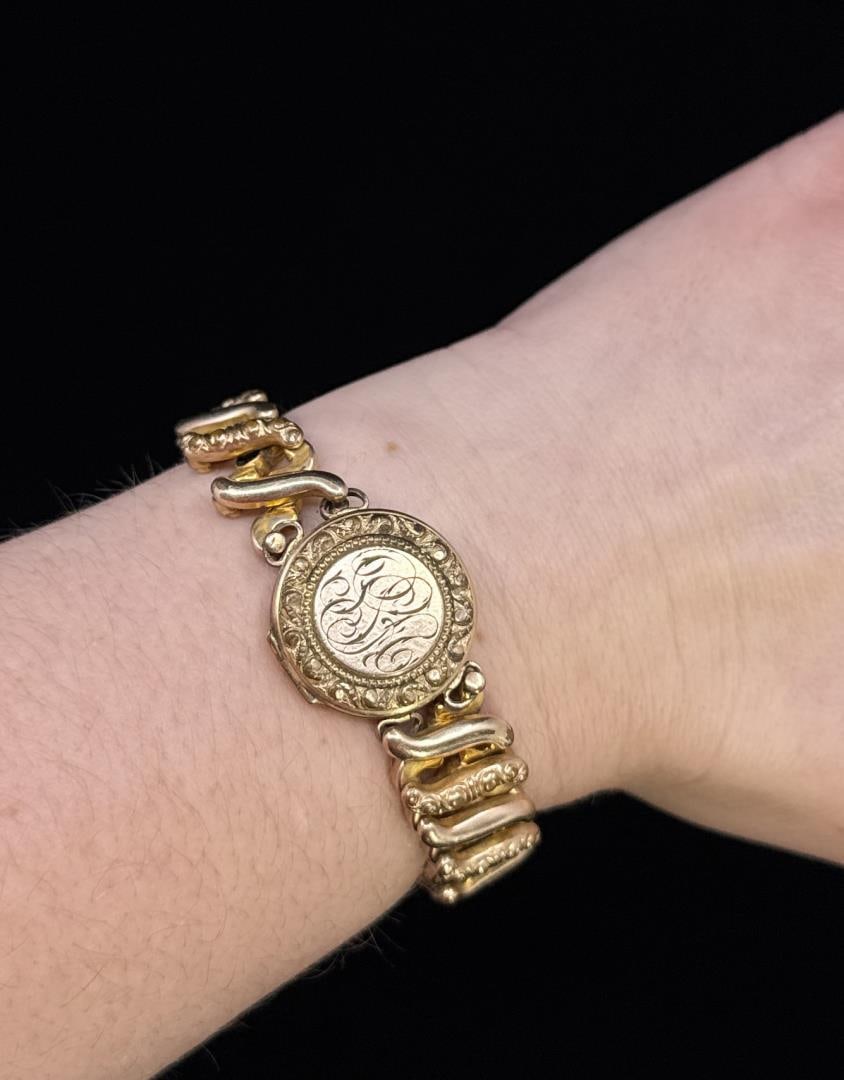 Victorian Gold Filled Locket Bracelet (1 of 8)
