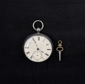 Antique Coin Silver Cased Fusee Pocket Watch