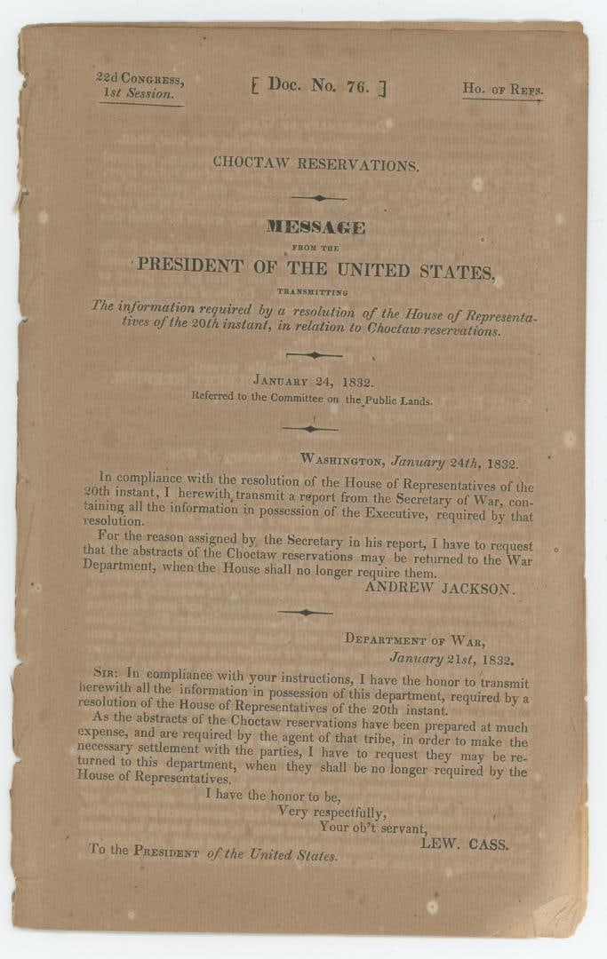 Choctaw Reservations Senate Hearing Documents (1 of 9)