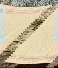 Antique Wool Pink Banded Fur Trade Blanket