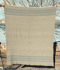 Antique Wool Blue Banded Fur Trade Blanket