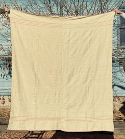 Antique Wool Pink Banded Fur Trade Blanket