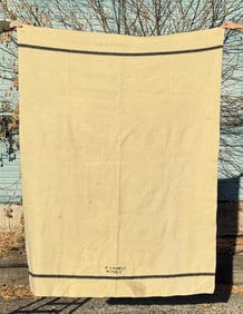 Antique Wool Black Banded Fur Trade Blanket