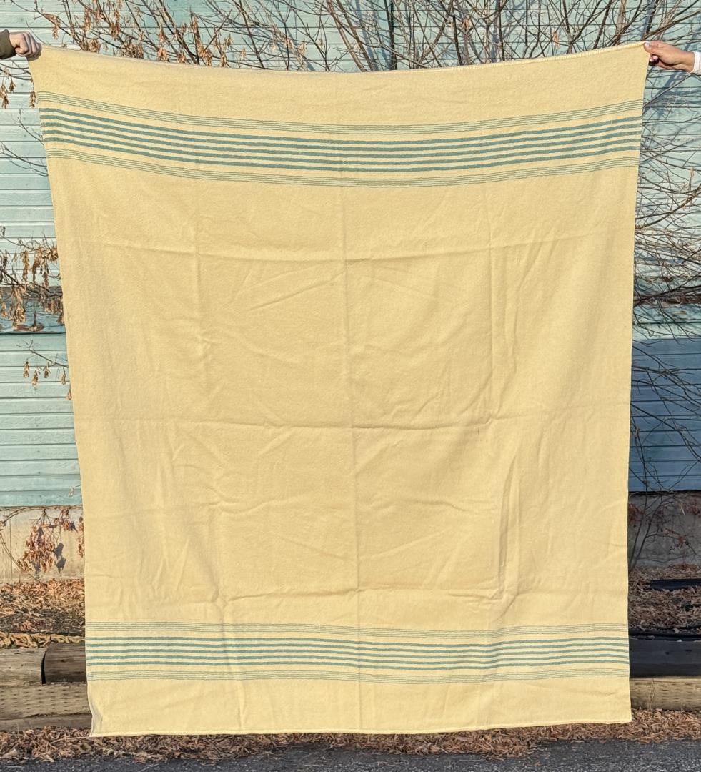 Antique Wool Blue Banded Fur Trade Blanket (1 of 3)