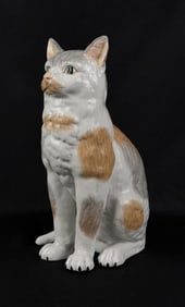 Carl Thieme Dresden Porcelain Life Size Cat