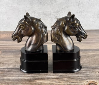 Brass Horse Head Bookends