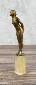 Art Deco Nude Gold Gilt Bronze