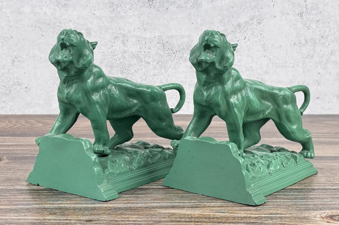 Ronson Art Deco Roar of the Tiger Bookends (1 of 10)