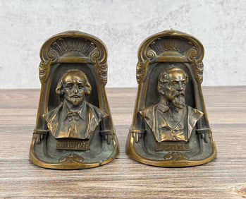 K&O Shakespeare Dickens Bronze Bookends