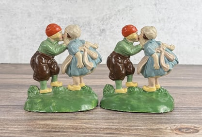 Hubley 332 Cast Iron Kissing Dutch Kids Bookends