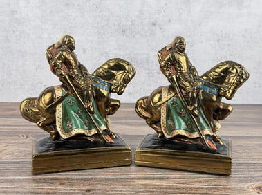 Paul Herzel Marion Bronze Knight Crusader Bookends