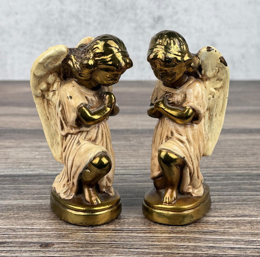 Bronze Clad Angels Praying Bookends: 5" by 2 3/4" by 2"