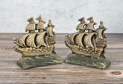 Cast Iron Spanish Galleon Pirate Ship Bookends