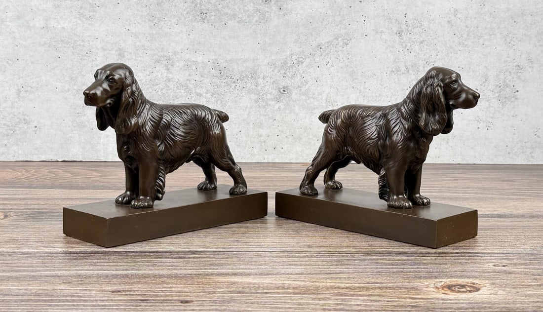 Jennings Brothers Cocker Spaniel Bookends: 7 3/4" by 5 7/8" by 2 5/8"