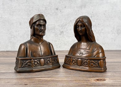 Pompeian Bronze Co Dante & Beatrice Bookends