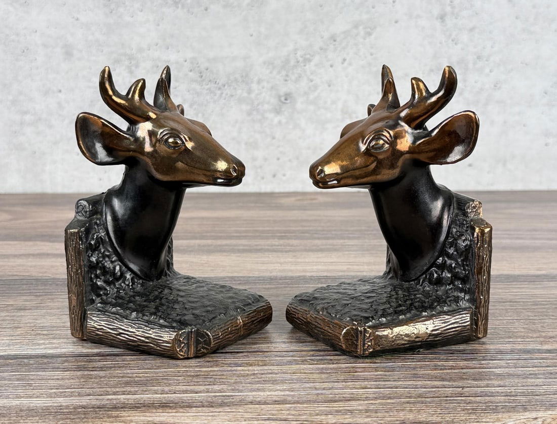 BM Pro Stag Head Bookends: 5 3/8" by 3 1/2" by 3 3/8"