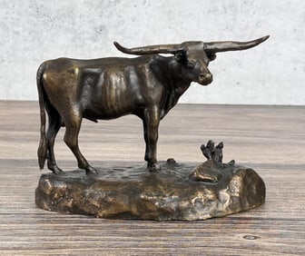 Jim Pasma Longhorn Steer Bronze