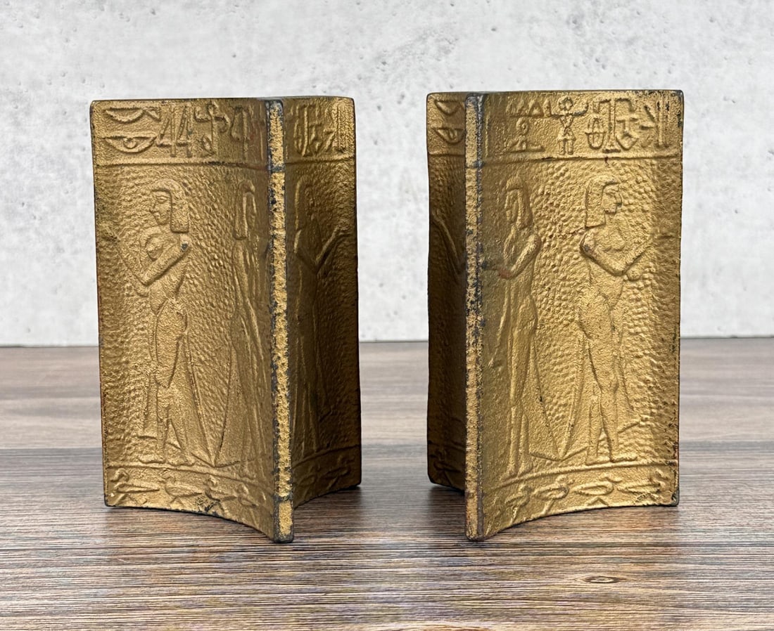 Cast Iron Equyptian Revival Bookends: 5 1/2" by 3 5/8" by 2 3/4"