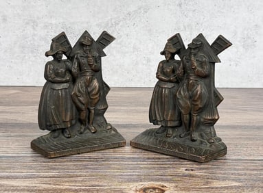 Verona Cast Iron Dutch Windmill Couple Bookends