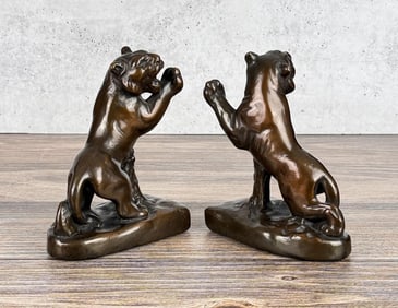 Armor Bronze Roaring Tiger Bookends