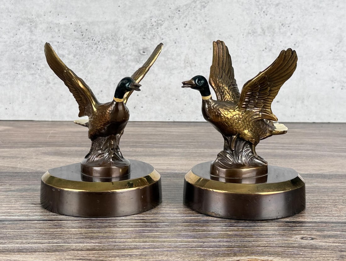 Philadelphia Manufacturing Mallard Duck Bookends: 5 3/8" by 4 1/4" by 4".