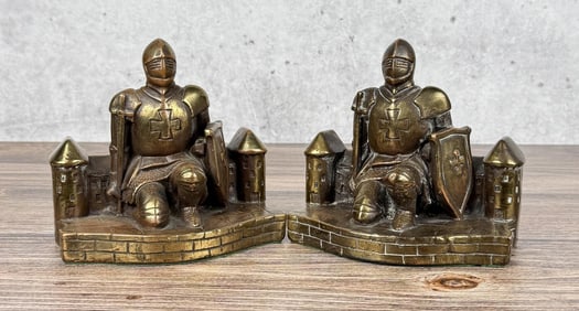 Pompeian Bronze Templar Knight Bookends