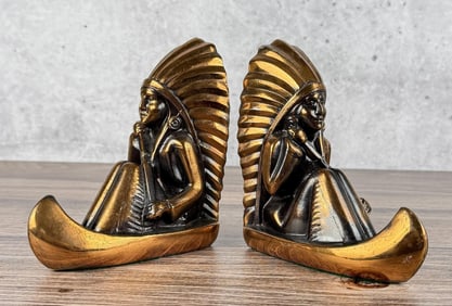 Ronson Birchbark Trip Indian Bookends
