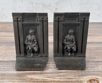Metal Art Bronze Roman Caesar Bookends 598