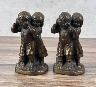 Cast Iron Peek A Boo Dutch Children Bookends