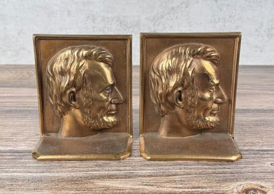 Bronze President Abraham Lincoln Bookends
