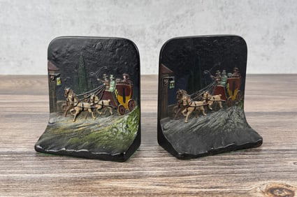 Hubley Cast Iron Coach & Horses Bookends 157