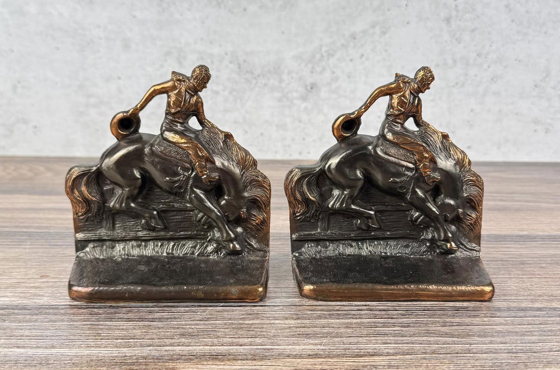 Dodge Gladys Edwards Bucking Bronco Bookends: 5 1/4" by 5" by 2 1/8"
