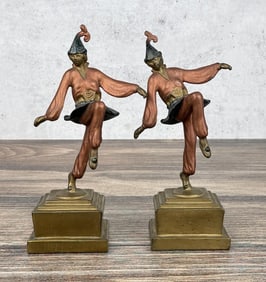 Armor Bronze Dancing Jesters Bookends