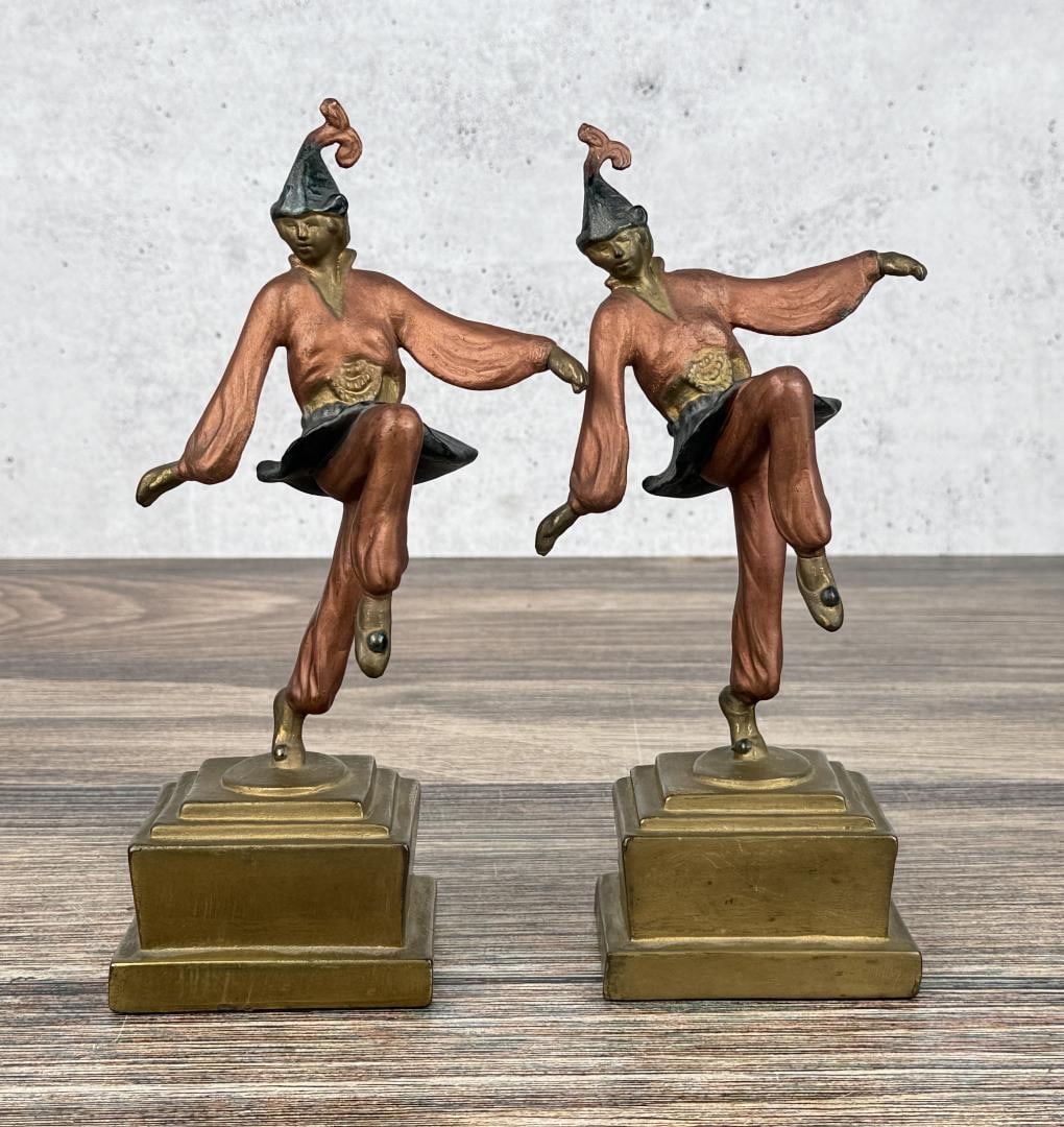 Armor Bronze Dancing Jesters Bookends: 9 1/4" by 5 1/8" by 2 7/8"