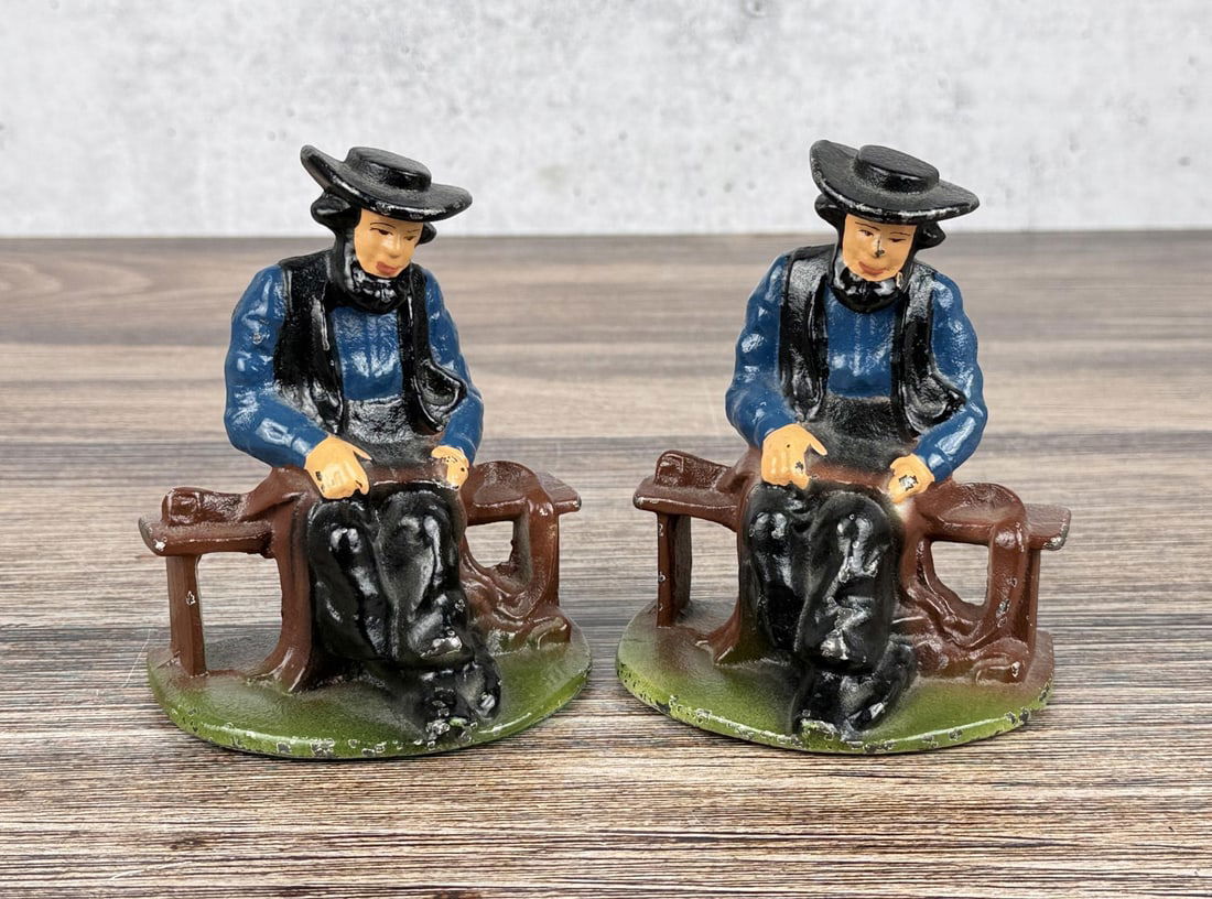 Wilton Cast Iron Amish Man Bookends: 4 1/2" by 3 3/4" by 3"
