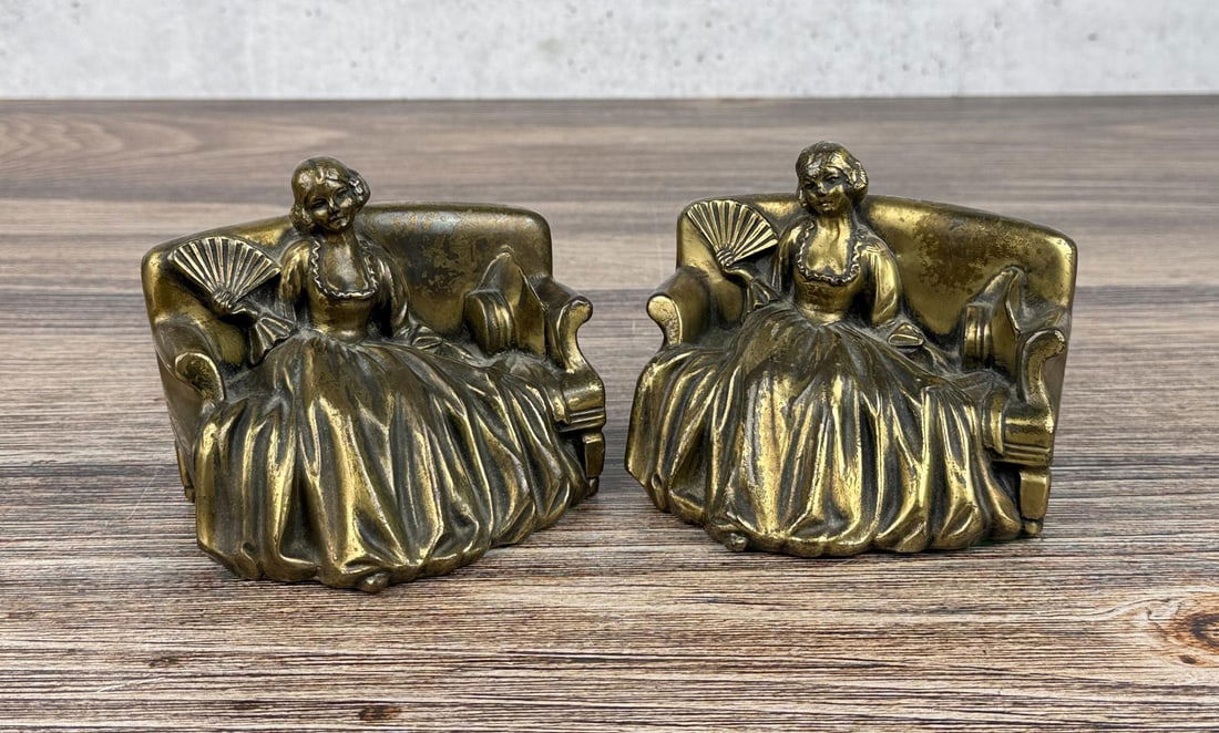 Jennings Brothers Lady On Settee Bookends 1595: 4 1/2" by 3 5/8" by 3 1/8"