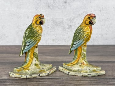 John Wright Cast Iron Parrot Bookends