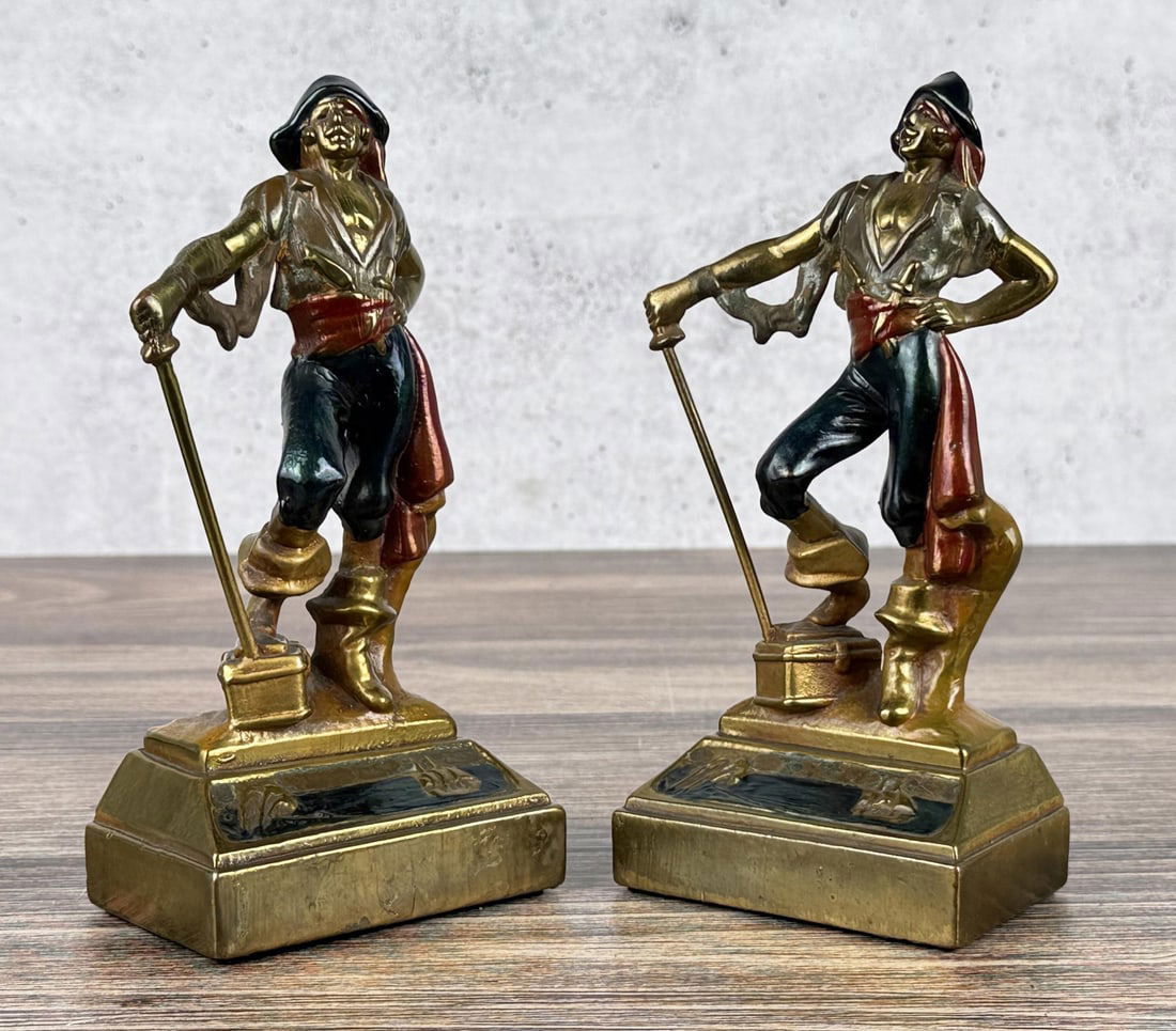 Armor Bronze Pirate Buccaneer Bookends: 7 1/2" by 3 1/2" by 2 1/2"