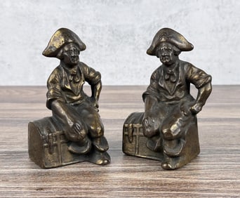 Hubley Cast Iron Pirate Treasure Chest Bookends