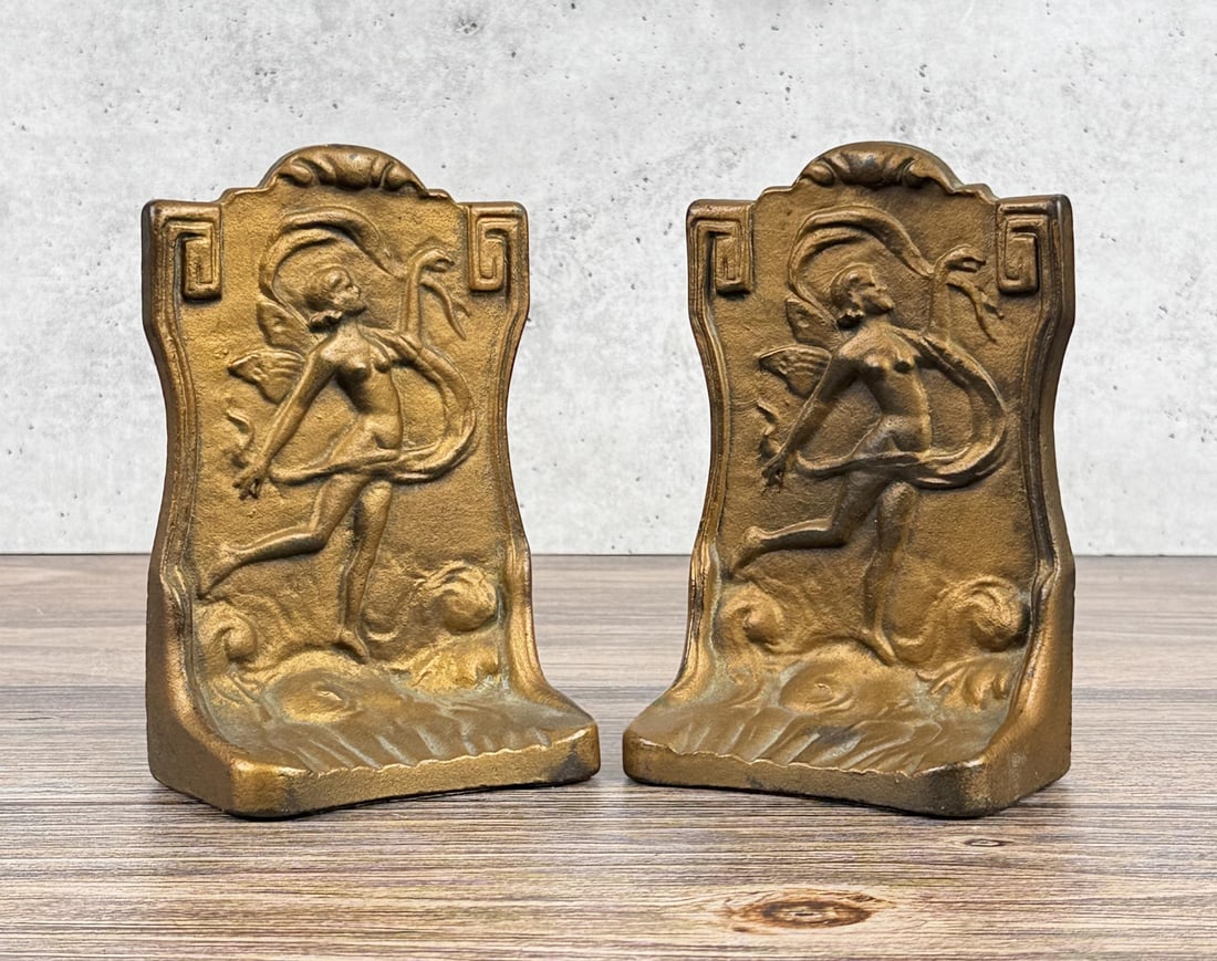 Art Deco Dancing Fairy Bookends 1154: 6 1/2" by 4 1/4" by 2 3/8"