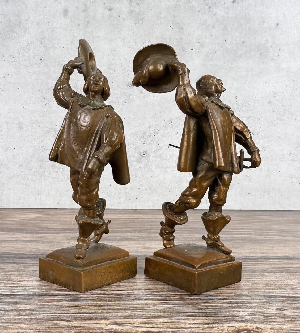 Pompeian Bronze Paul Herzel D'Artagnan Bookends: 10 5/8" by 4 7/8" by 4 1/8".