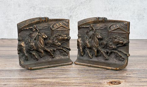 Hubley Cast Iron Chariot Races Bookends 695