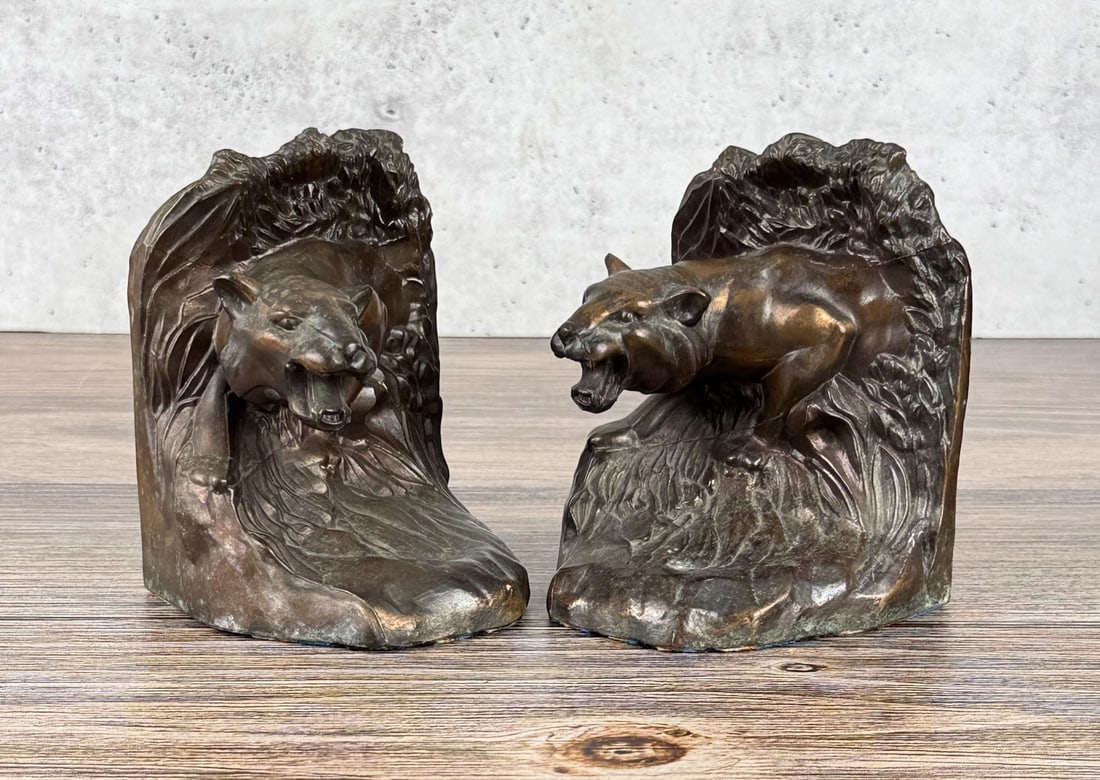 Tiger in Jungle Bookends: 4 7/8" by 4" by 3 1/2"