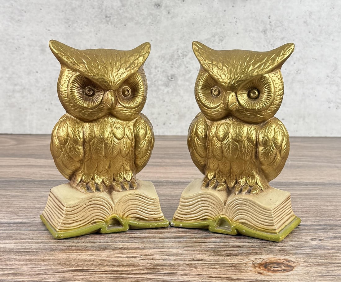 Sexton 1168 Owl Bookends: 6 3/4" by 4 5/8" by 2 1/2".