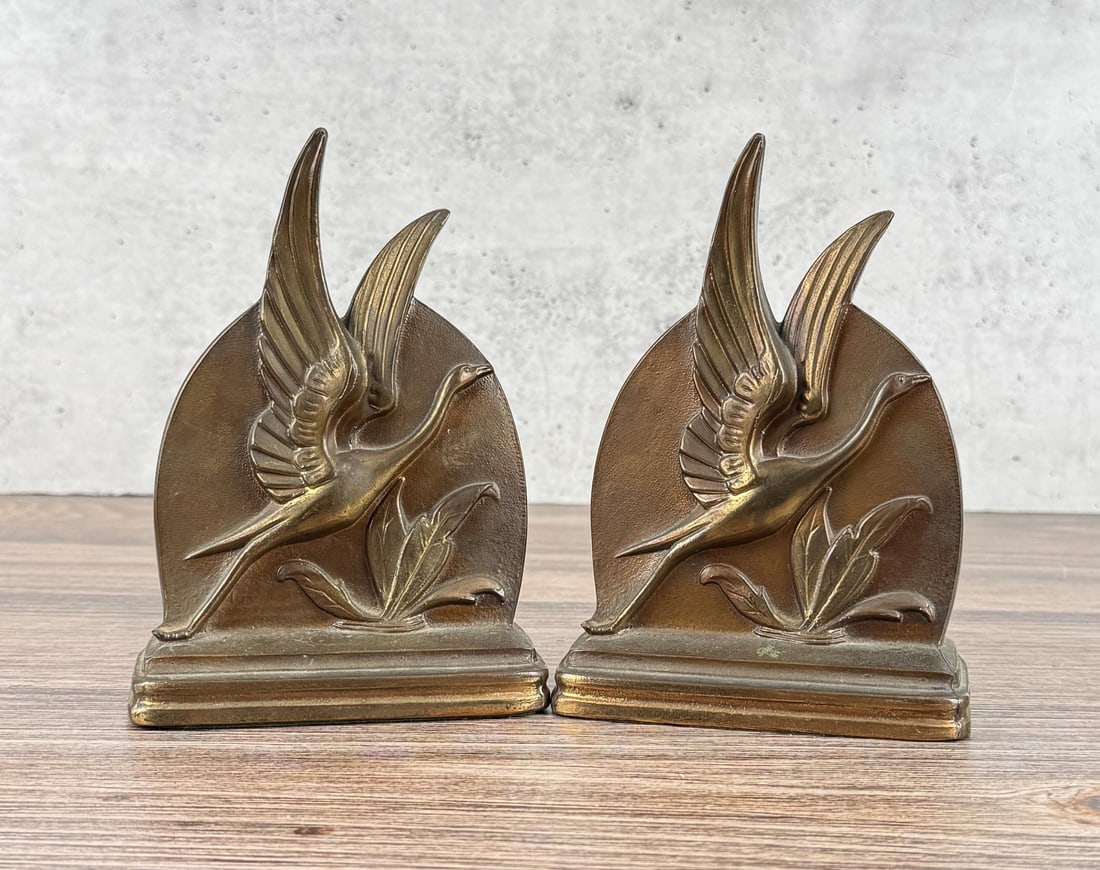 Dodge Gladys Brown Edwards Crane Bookends: 6 1/2" by 4 3/4" by 2 1/4".
