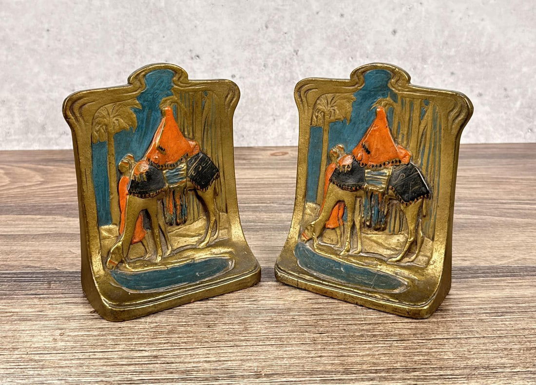 Galvano Orientalist Oasis Thirsty Camel Bookends: 6 1/2" by 5 1/4" by 2 1/2"