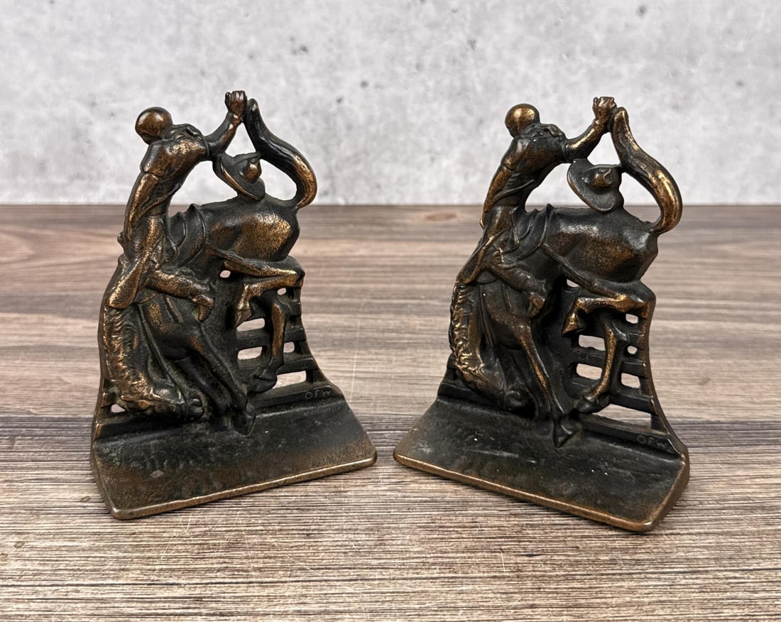 OFW Bucking Bronco Cowboy Bookends: 5 1/2" by 4 1/8" by 2".