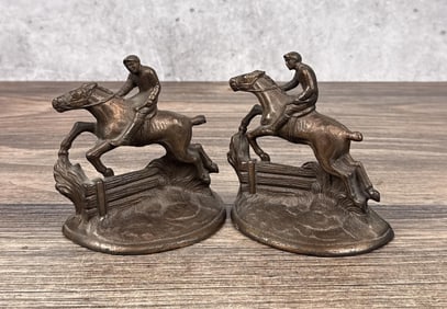 Hubley Cast Iron Whipper-In Steeplechase Bookends