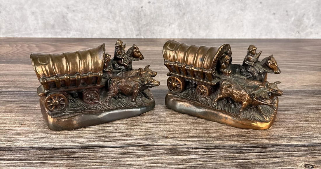 Dodge Gladys Brown Edwards Wagon Bookends: 6 1/2" by 3 3/4" by 2 3/4"